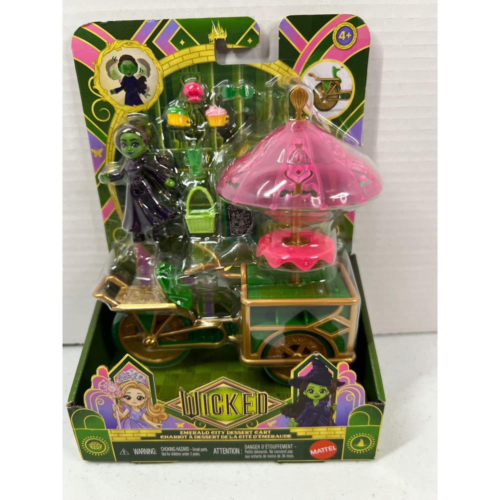 Mattel Wicked Movie Emerald City Dessert Cart Playset with Elphaba Mini Doll